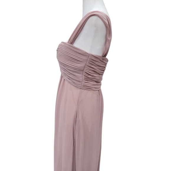 Birdy‎ Grey Ruched Chiffon Sweetheart Neck Bridesmaid Formal Dress Small Mauve - Picture 5 of 11